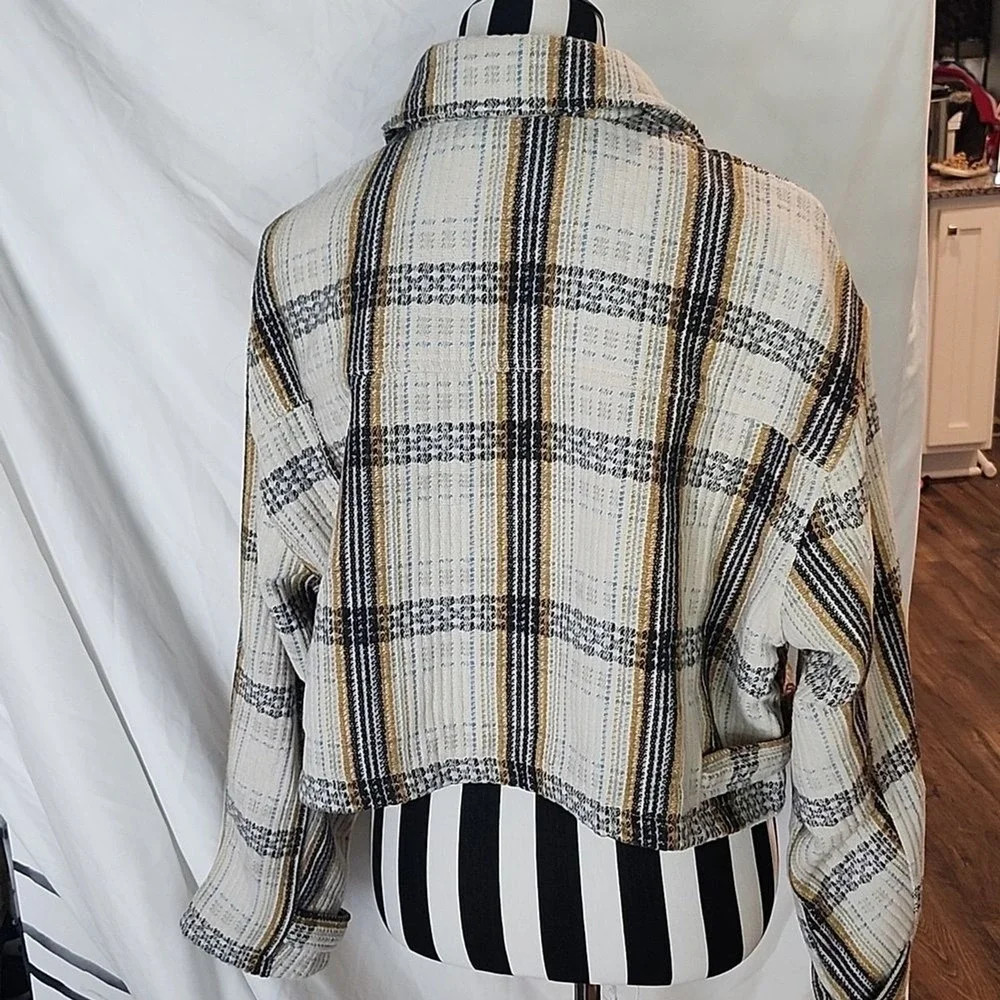 Free People We The Free Plaid Wool Blend Shacket‎ Jacket Lined Snap Front M